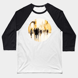 Silhouettes of people walking on city street, abstract impressionism painting Baseball T-Shirt